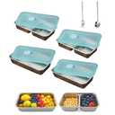 Sanbo Stainless Steel Snack Box with Lids - 4 Pack Grab and Go Snack Containers, Leakproof & Reusable Bento Boxes with Spoon & Spork, Dishwasher Safe for Travel, Lunch, Camping & Family Meals