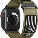 Rugged Nylon for Apple Watch Ultra 2 Band 49mm iWatch Bands 46mm 45mm 44mm 42mm Men,Soft Woven Adjustable Stars-Stripes Flag Wristbands Strap for Apple Watch Ultra Series 10/9/8/7/6/5/4/3/SE/Ultra2