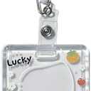 ID Badge Holder with Retractable Badge Reel Clip and Lanyard, Cute Card Name Tag Lanyard Vertical ID Protector Bage Clips for Nurse Doctor Teacher Student (Rabbit)