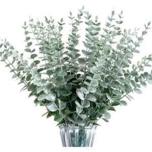 40pcs Eucalyptus Stems Artificial Eucalyptus Leaves Stems,Fake Eucalyptus Plants Real Touch Faux Flower for Home Office Flowers Bouquet Centerpiece Wedding Decoration Spring Farmhouse Home Decoration