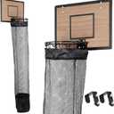 Over the Door Basketball Hoop Laundry Basket ,Wooden Basketball Laundry Hamper with Zipper for Kids Room,Dorm Rooms,Bathroom,Saving Space Storage and Organization (Walnut)