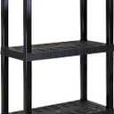 Oskar Heavy Duty Plastic Storage Shelves- for Garage, Kitchen, Bathroom Basement Kids Room, Stackable 3-Tier Black Organizer Rack for Books Shoes, Toys, Pantry, Cleaning and Closet Organization, Small