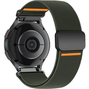 Magnetic Elastic Bands for Samsung Galaxy Watch 7/6/5/4/FE 40mm 44mm/Galaxy Watch 6 Classic 43 47mm/5 Pro 45mm/4 Classic 42 46mm/Active 2, 20mm Wristband Stretchy Nylon Sport Strap Men Women