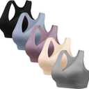 HBselect Nursing Bras for Breastfeeding, Maternity Nursing Sleep Bra Wireless Pregnancy Sleep Bralette 3/5 Pack (X-Large, Black/Blue/Gray/Purplebean/Beige)