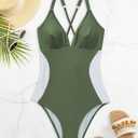 SUUKSESS Women Slimming Tummy Control One Piece Swimsuit Sexy Bathing Suit (L)