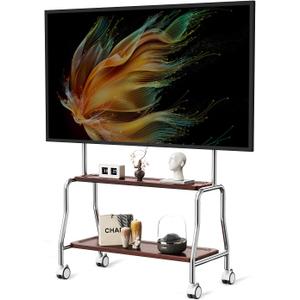 Mobile TV Cart Easel Rolling TV Stand for 32 to 75 Inch LCD LED OLED Flat Panel Screens, Stainless Steel Portable Floor TV Stand with Locking Wheels Hold Up to 110 Lbs Max VESA 600x400mm