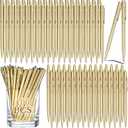 Fuutreo 100 Pack Gold Pens Bulk Gold Metal Slim Ballpoint Pens Retractable Black Ink 1.0 mm Ballpoint for Wedding Business Office Writing Supplies