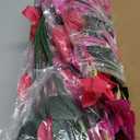 2Pcs UV Resistant Artificial Flowers for Outdoors, Realistic Faux Silk Bougainvillea Flowers, Fake Hanging Plants for Porch Patio Balcony Decoration (Rose red & Purple)