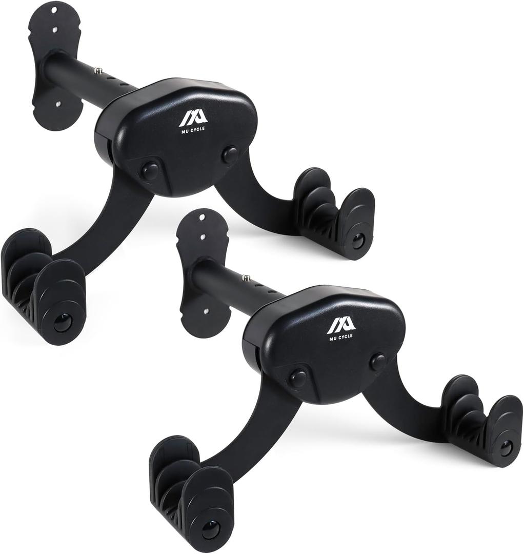 Buffalo Bike Wall Mount Rack  Adjustable Heavy-Duty Horizontal Indoor Hanger for Road, Mountain & Hybrid Bikes up to 48.5 lbs / 22 kg, Space-Saving Garage & Apartment Storage (2 Pack)