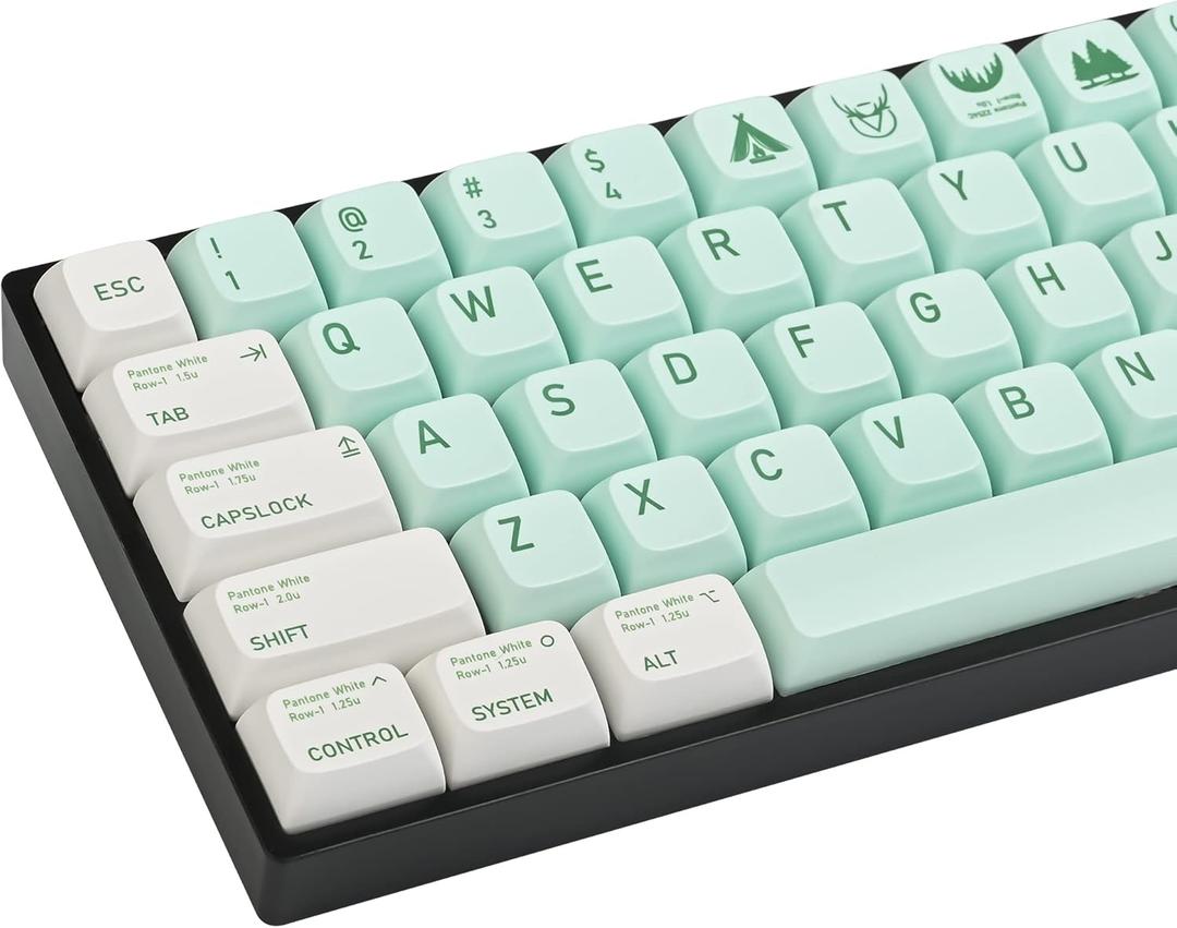 XDA PBT Key Cap, 139keys Dye Sublimation Forest Green Custome Key Cap Set for Cherry/Gatron MX switches 60 Percent/68/61 Gaming Mechanical Keyboard (Forest Green)