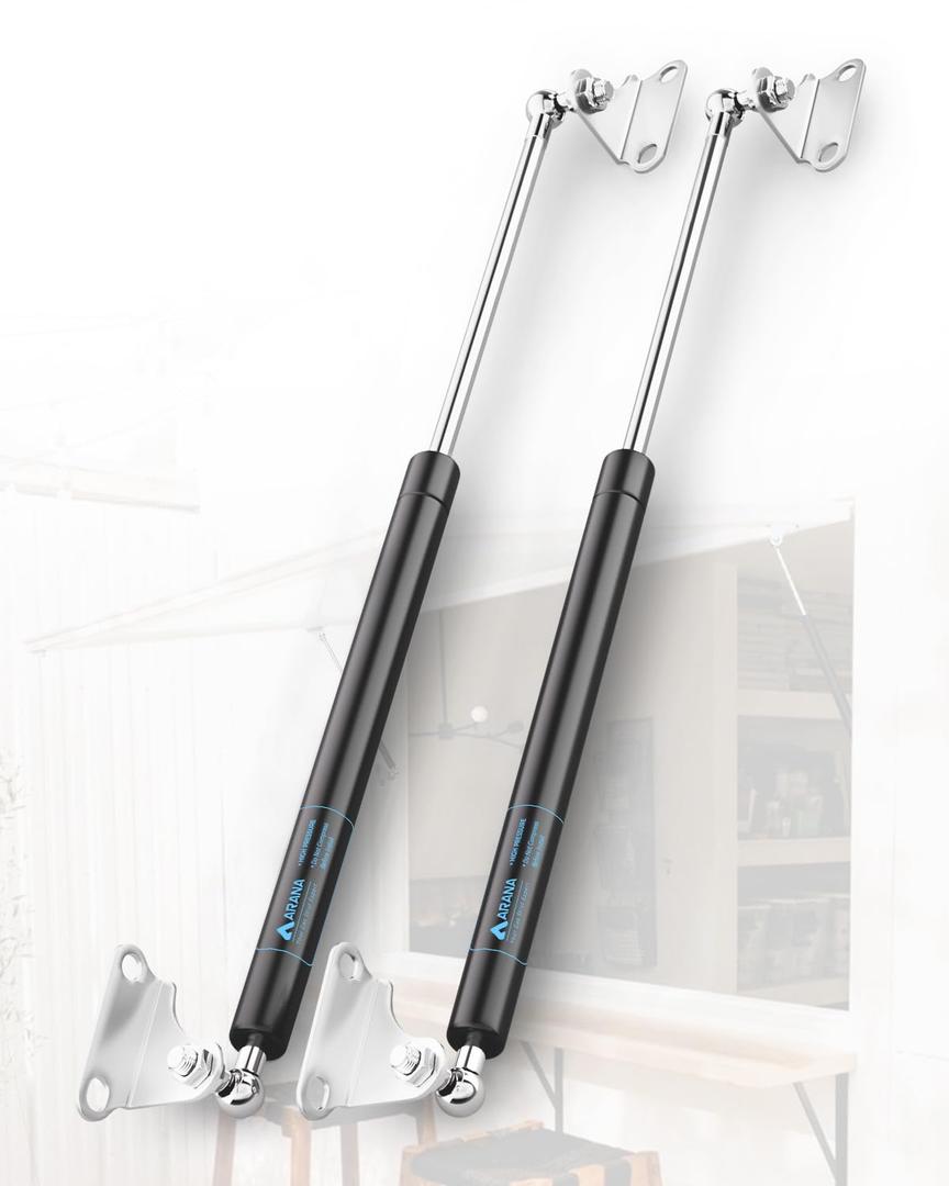 ARANA Gas Struts 20 inch 45LB Gas Spring Shocks Props with Mounting Bracket, 20" 200N Hydraulic Lift Support Gas Piston for TV Cabinet Door Bench Lid Light Window Floor Hatch Storage Box Lid, 2Pcs