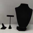 Wenqik 3 Pcs Velvet Jewelry Display Set Velvet Necklace Bust Holder T Shape Earring Stand Ring Finger Jewelry Holder, Black