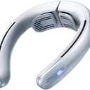 JISULIFE Portable Neck Fan, Upgraded 100 Speeds Personal Bladeless Fan Wearable with Neck Brace, LED Display, 5000mAh Rechargeable Battery Operated, Gifts for Women Men-Grey