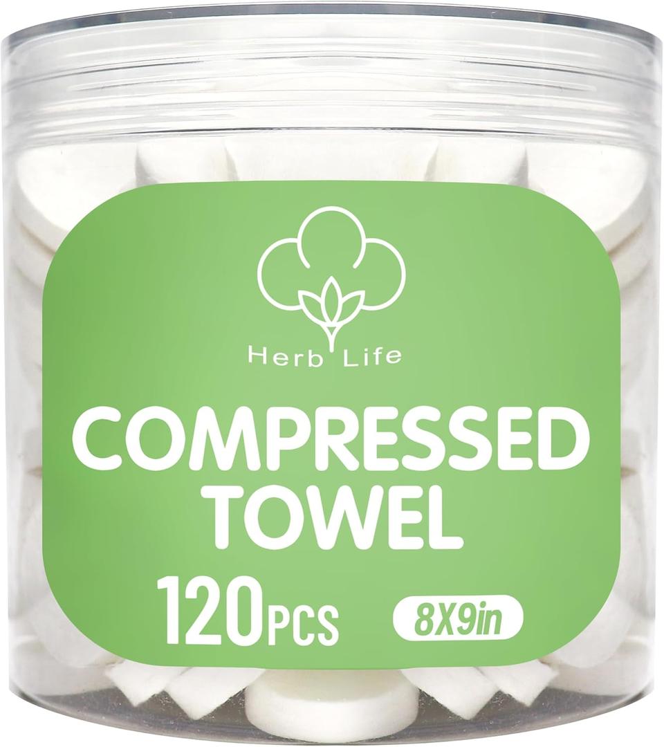 120 Pcs Mini Compressed Towels, Disposable Face Compressed Towel, Compressed Cotton Hand Wipe, Camping Towel, Portable Compressed Coin Tissue for Travel/Home/Outdoor Activities