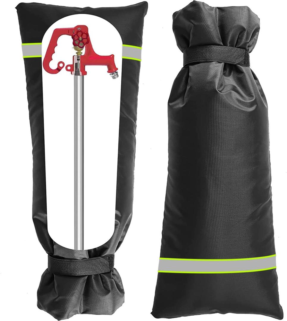 Outdoor Faucet Covers for Winter with Reflective Strips,XL Velcro Thickened Anti-Freeze Outdoor Tap Cover,Reusable Spigot Cover for Winter Freeze Protection Anti-Rust (Black-1 Pack)