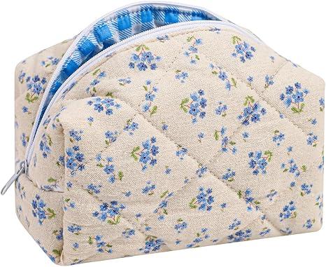 Floral Makeup Bag, Small Cosmetic Bag for Women Girls
