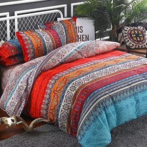 Goodidea Striped Bohemian Comforter  Queen Boho Hippie Geometric Bedding Set Soft Breathable Reversible Microfiber Boho Comforter