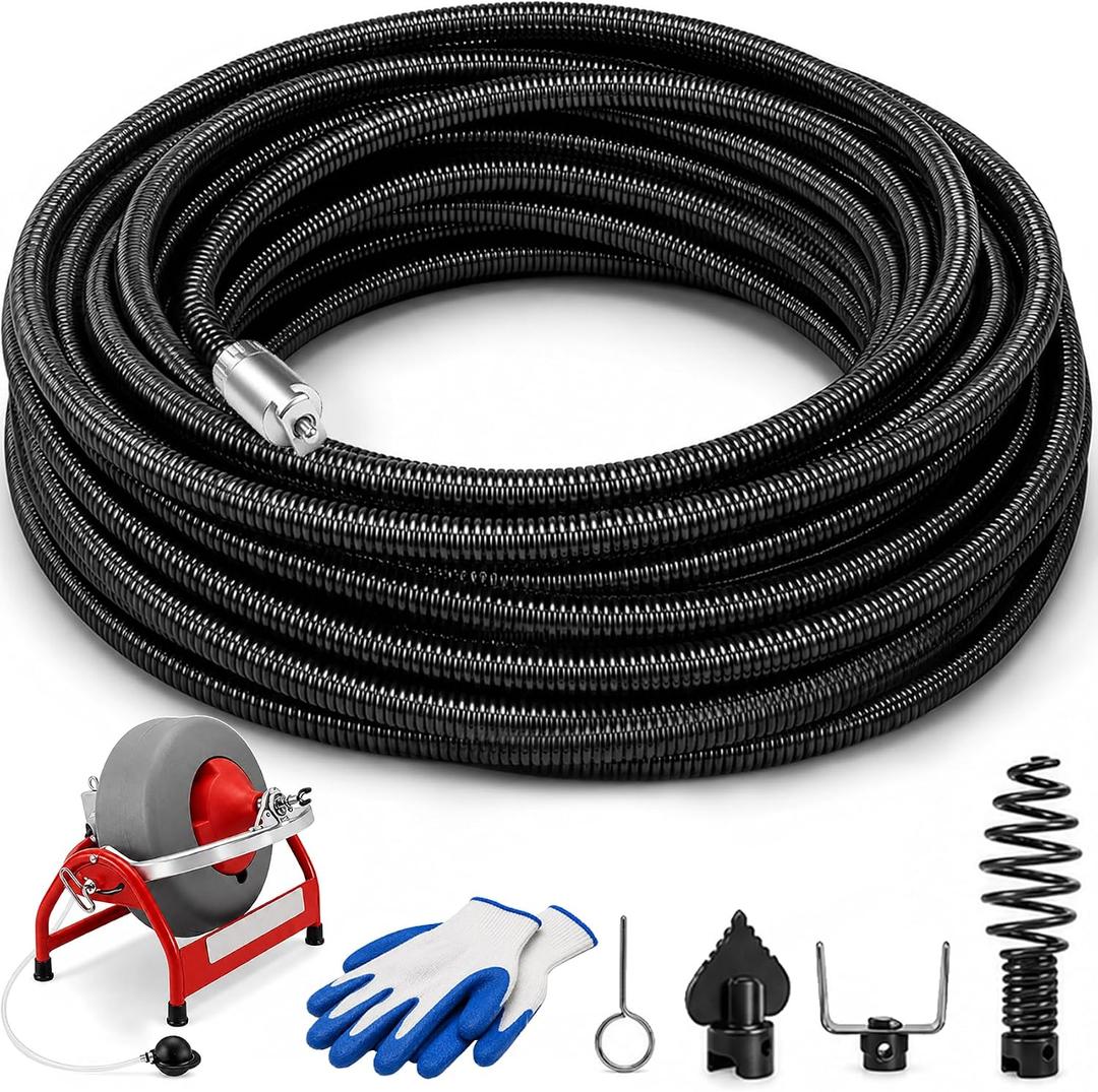 87597 C-45IW Inner 1/2" X 75' 45IW Solid Core Clean Snake Cable for RIDGID
K-3800 & K-400 Drum Machines, Heavy Duty Plumbing Auger Sewer Snake for 2"–4" Lines, 87597 1/2-Inch x 75-Feet C-45IW Solid Co