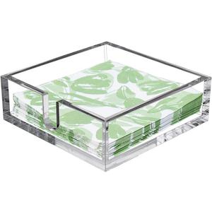 CY craft Acrylic Lunch Napkin Holder,Table Top Decorative Napkin Tray for Dining Table and Kitchen,Clear Luncheon Napkin Holder Tissue Dispenser, Horizontal Display,7.1 x 7.1 x 2.6 inches (7.1x7.1x2.6 Inch Lunch Napkin Holder)