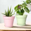 WSMKSZ 6 Inch Thick Plastic Plant Pots with Drainage Holes and Trays 6 Pack Nursery Pots for Indoor & Outdoor House Plants, Seedling Starter Planters for Garden Flowers, Colorful