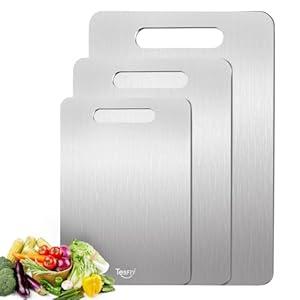 3 Pack Titanium Cutting Board - 100% Pure Titanium Cutting Boards For Kitche,Easy to clean, Double-sided food-grade Cutting Board For Meetables (M+L+XL)