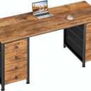 DLisiting Home Office Desk with Drawers for Storage - 55 inch Computer Desk with 8 Fabric Drawer, Writing Study Work Desks with Drawers on Both Sides for Bedroom