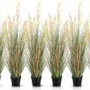 Jexine 6 Pcs Tall Artificial Grass Plant 4 ft Potted Artificial Greenery Floor Plants Faux Pampas Grass Tall in Pot for Housewarming Gift House Garden Bathroom Lobby Outdoor Decoration