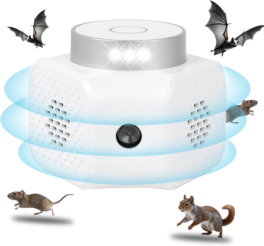 Ultrasonic Pest Repeller Plug in  White 4 Modes Rodent Repellent for Mice, Rats, Squirrels, Bats, Indoor Mouse Deterrent Device for Home, Garage, Attic, Basement, RV