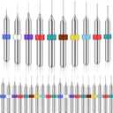 Shank Tungsten Carbide Micro Drill Bits Set, Tungsten Steel PCB Print Circuit Board Flute CNC Router Bits for Rough Stone Print Circuit Board Jewelry Engraving (30 Pcs, 0.1-1.0 mm)