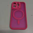 CANSHN Magnetic Compatible with iPhone 15 Pro Case, Upgraded [Full Camera Protection] [Compatible with Magsafe] [Translucent Matte] Shockproof Protective Phone Case Cover 6.1 Inch - Hot Pink