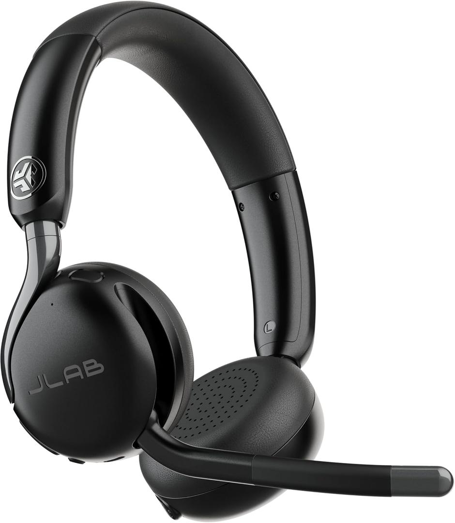JLab, Go Work Gen 3, Wireless Headset, Boom Microphone, Noise Cancelling Mic, USB-C Dongle, Bluetooth Multipoint, Black