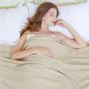 AmyHomie Cooling Blanket King Size, 100% Rayon Derived from Bamboo, Cool Summer Blanket for Hot Sleepers Soft Comfy Waffle Lightweight Blankets for All Seasons(10890in,Khaki)