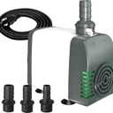 Knifel 550GPH Submersible Water Pump, Fountain Pumps with Over Heating Protection Adjustable Flow Rate Desin 6.5ft High Lift for Fountains, Hydroponics, Ponds, Aquariums & More