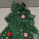 Toddler Girl Christmas Dress Green Xmas Tree Shiny Star Pompom Embroidery Tulle Tutu Princess Dress Holiday Photo (Green) 2-3Y