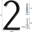 Floating House Numbers - 5 Inch Modern Address House Numbers With Nail Kit And Instructions Easy To Install High Gloss Black Number 2
