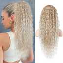 SEIKEA Ponytail Extension, PT005 Isabella 26" Long Bohemian Curly Highlight Drawstring Ponytail Multi Layered Light Fluffy Soft Clip in Hair Extensions Ponytail Natural Dark Blonde to Light Blonde