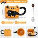 Naughty cat coffee Mugs,Cute funny Mug For Women, 380ml Unique Ceramic Coffee Tea Cups, Office Mug Gift 12.85oz/380ml (Caramel Brown)