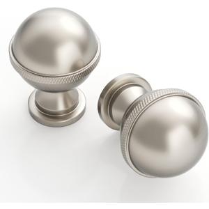9BUILD 10 Pack 1.2 Inch Brushed Satin Nickel Cabinet Knobs for Kitchen, Drawer, Round Dresser - Knobs for Cabinets and Drawers