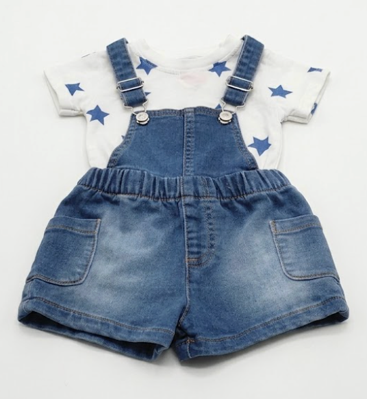 Cat&Jack 0-3M Denim Jumper Shorts And Shirt