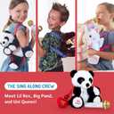 Singing Machine Portable Karaoke Machine for Kids, Plush Toy Backpack with Microphone - The Sing Along Crew, Big Pand (Black & White) - Built-In Karaoke Speaker with Songs, Sound Effects, & Recorder