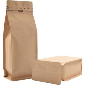Pack of 50 Kraft Paper Coffee Bag with One-Way Degassing Valve, Stand-up Resealable Zipper Lock, High Barrier Side Gusset Coffee Package Bags, Size 4.33 x 3.15 x 11.8" for 16oz/1lb/500g
