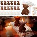 30 Sets Baby Shower Favors for Guests 30 Bear Shaped Candles Handmade Bear Candles Bulk with 30 Thank You Cards 30 White Ribbons 30 Clear PVC Boxes for Boys Girls Gender Reveal (Brown Series)