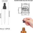 PH PandaHall 18-410 Glass Eye Droppers for Essential Oil, Set of 12 Pressure Rotating Cover Oil Droppers Pipettes Roller Tops for 100ml Dropper Bottles, Perfume, 12.5x2.16cm, Inner diameter 1.93cm