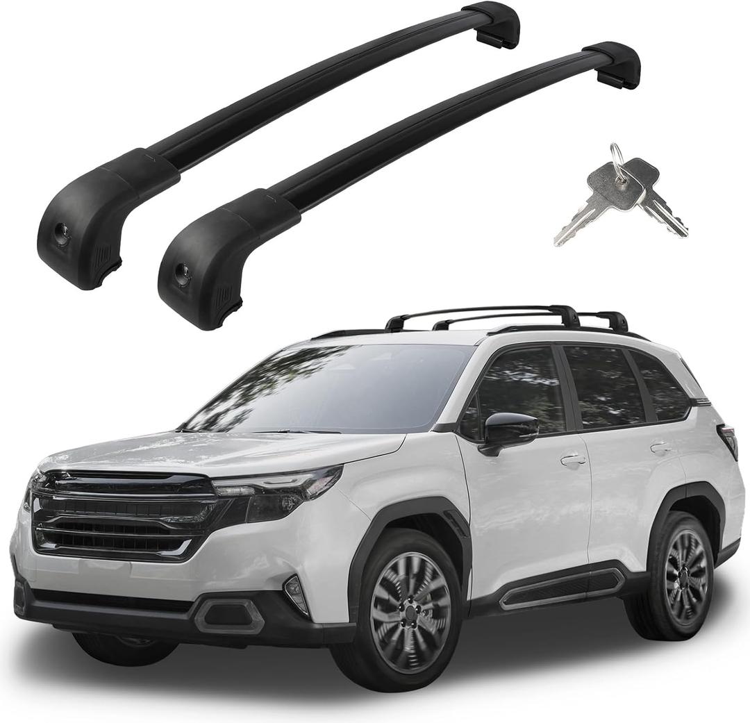 Roof Rack Cross Bars Compatible with Subaru Forester Sport/Touring Hybrid 2025 2026 (Not for Raised Rails), Adjustable Aluminum Heavy Duty 300 LBS Anti-Theft Lock Cargo Carrier Rooftop Crossbar