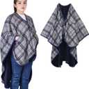 forestfish Wearable Blanket Poncho With Pockets And Buttons, Flannel Shawl Wrap Blanket For Women Soft And Warm (Smoke-gray)