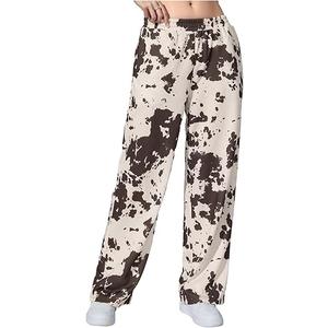 RoseSeek Women's Y2K Camo Maple Leaf Print Sweatpants Baggy Hip Pop Elastic Waist Long Pants Streetwear S