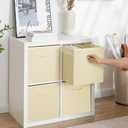 StorageWorks Beige Storage Cubes, 13x13 Storage Cube Bins with Handle, Cube Storage Organizer Bins for Shelves and Closet, Collapsible Storage Bins, 4-Pack