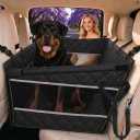 RYNVALE Hard Bottom Dog Car Seat for Large Medium Dogs Fits Cars/SUV/Truck | 500 lbs Support, Car Seat Belt, Removable & Washable Cushion, 45% More Space, Waterproof, L
