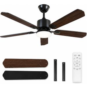 52 inch Ceiling Fans with Lights and Remote Control, Black