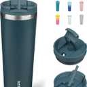BJPKPK 30oz Stainless Steel Insulated Tumbler With lid And Straw Travel Coffee Thermal Tumblers Cup For Women And Men,Navy Blue